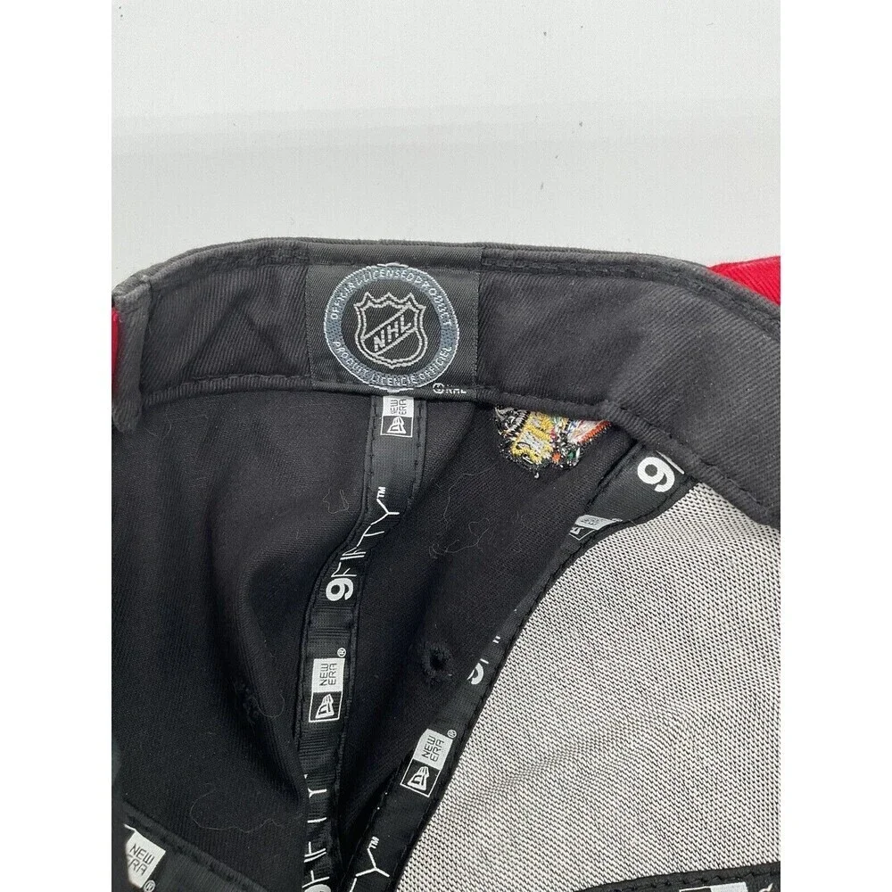 New Era 9Fifty Chicago Blackhawks Snapback Hat Raised Embroidery Logo OSFM